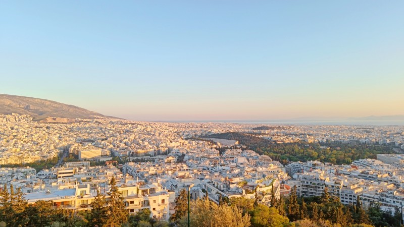 Utsikt over Athen ved solnedgang