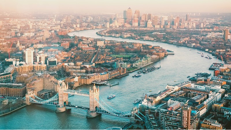 Themsen, Tower Bridge og utsikt over London 