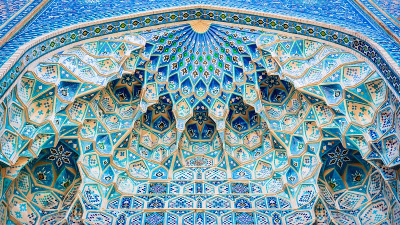 Vakre bl fliser i Gur-e-Amir Mausoleet