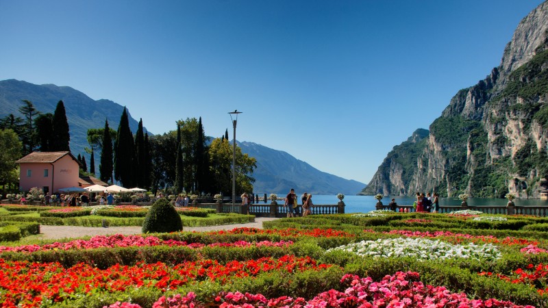 blomstereng, fjell og sj i Riva del Garda